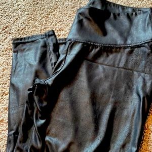 Black faux-leather leggings